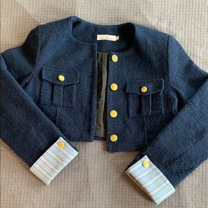 Navy Blue Warm Women’s Jacket with Gold Accents